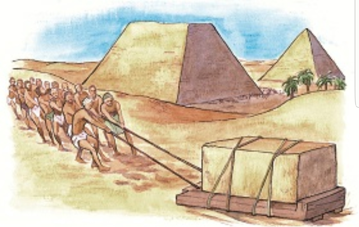 Египтяне на стройке пирамид транспортируют блоки